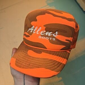 Allens Boots Camo Trucker Hat‎ Hunter Orange Brown Mesh Snapback Cobra One Size